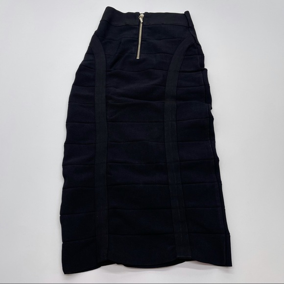 Bebe Womens Knit Pencil Midi Skirt Slim Silhouette Black Size XS X-Small - Picture 7 of 11